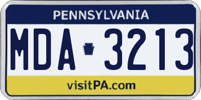 PA license plate MDA3213