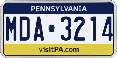 PA license plate MDA3214