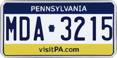 PA license plate MDA3215