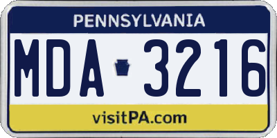 PA license plate MDA3216