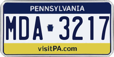 PA license plate MDA3217