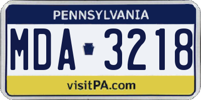 PA license plate MDA3218