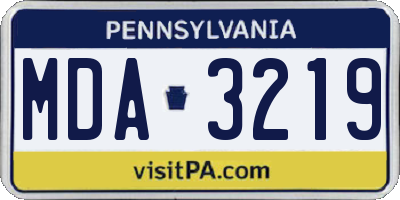 PA license plate MDA3219