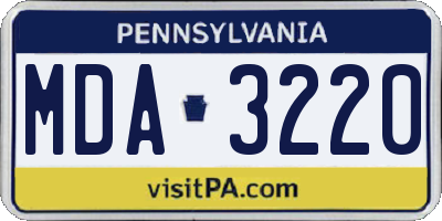 PA license plate MDA3220