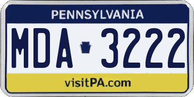 PA license plate MDA3222