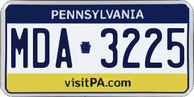PA license plate MDA3225