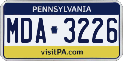 PA license plate MDA3226