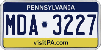 PA license plate MDA3227