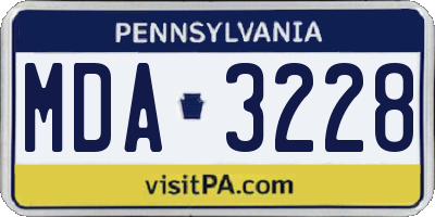 PA license plate MDA3228