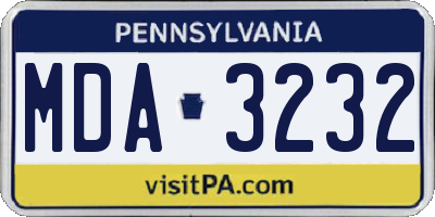PA license plate MDA3232