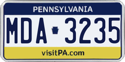PA license plate MDA3235