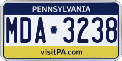 PA license plate MDA3238