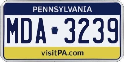 PA license plate MDA3239