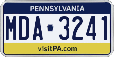 PA license plate MDA3241