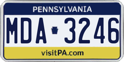 PA license plate MDA3246