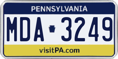 PA license plate MDA3249