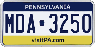 PA license plate MDA3250