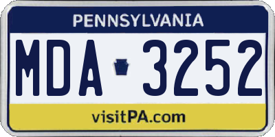 PA license plate MDA3252