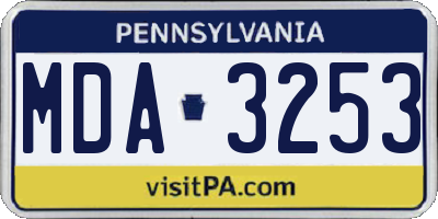 PA license plate MDA3253