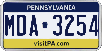 PA license plate MDA3254