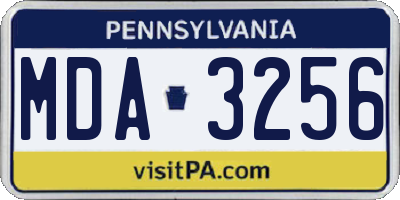 PA license plate MDA3256