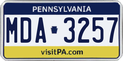 PA license plate MDA3257