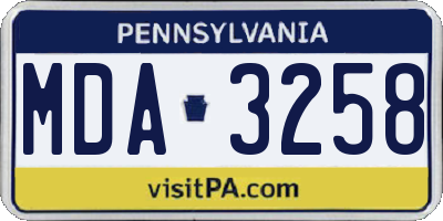 PA license plate MDA3258
