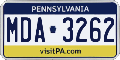 PA license plate MDA3262