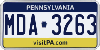 PA license plate MDA3263