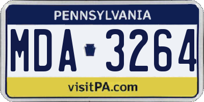 PA license plate MDA3264