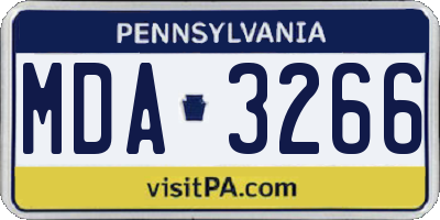 PA license plate MDA3266