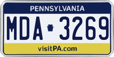 PA license plate MDA3269