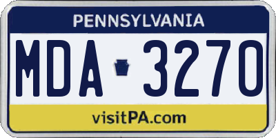 PA license plate MDA3270