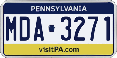 PA license plate MDA3271