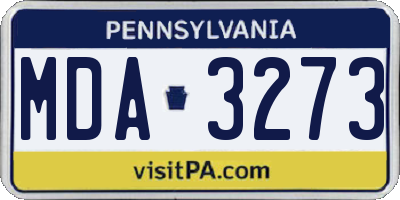 PA license plate MDA3273