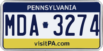 PA license plate MDA3274