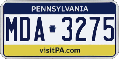 PA license plate MDA3275