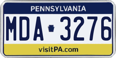 PA license plate MDA3276
