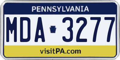 PA license plate MDA3277
