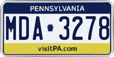 PA license plate MDA3278