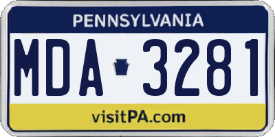 PA license plate MDA3281