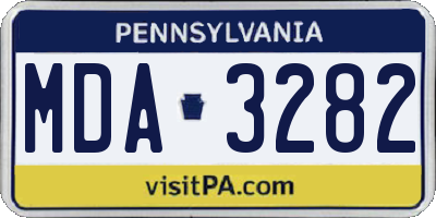 PA license plate MDA3282
