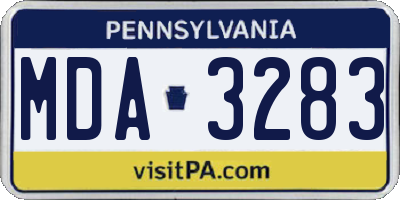 PA license plate MDA3283
