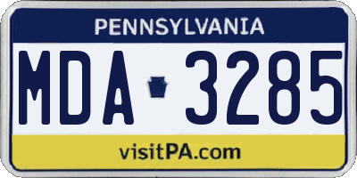 PA license plate MDA3285
