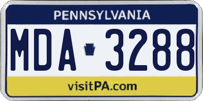 PA license plate MDA3288