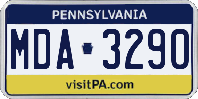 PA license plate MDA3290