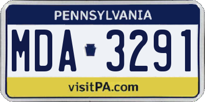 PA license plate MDA3291