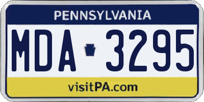 PA license plate MDA3295
