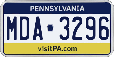 PA license plate MDA3296