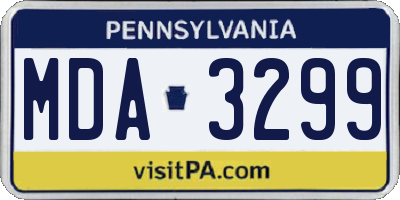 PA license plate MDA3299